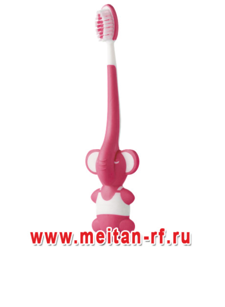Детская зубная щетка с игрушкой (розовая) МейТан